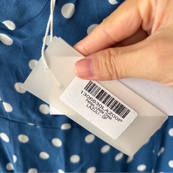 Reformation Juliette blue and white polka dot dress Sz‎ 0P NWT - Picture 9 of 11